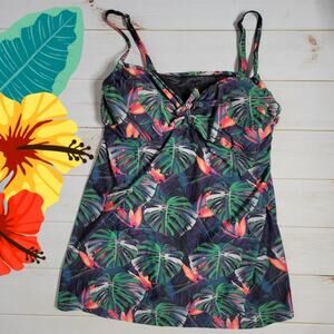 Swimsuits For All Tropical Floral Print One Piece Swim Dress Sz 20 D DD